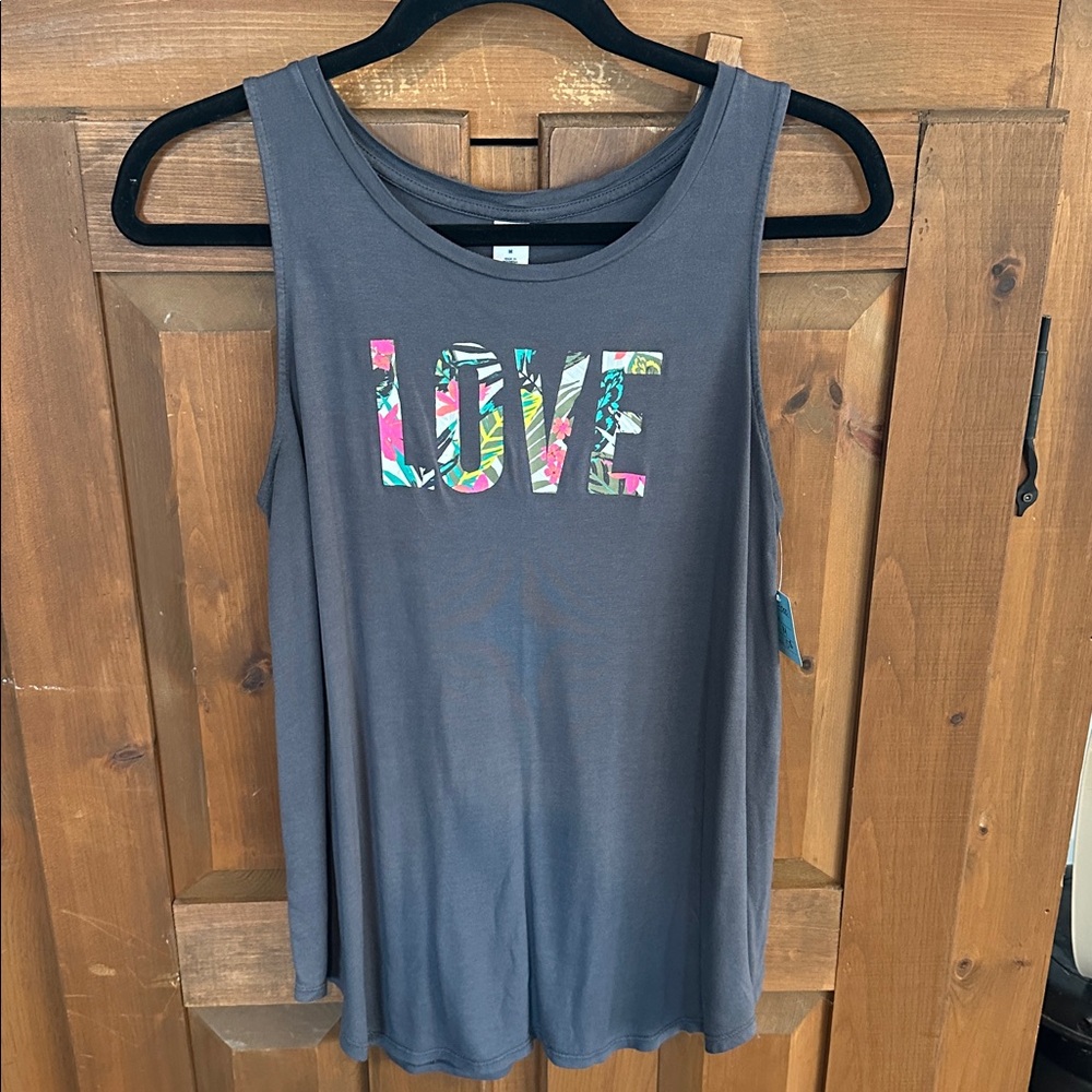 Bundle 5 items @ 5$, pay only 15$ - Gray Tank Top with Colorful 'LOVE' Print